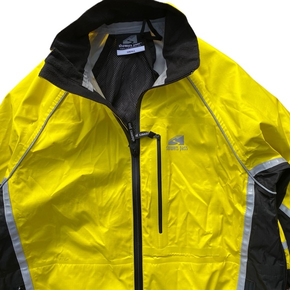 Showers Pass Elite Cycling Shell Jacket S Waterproof Yellow Hi Vis Bike Portland - Picture 2 of 9